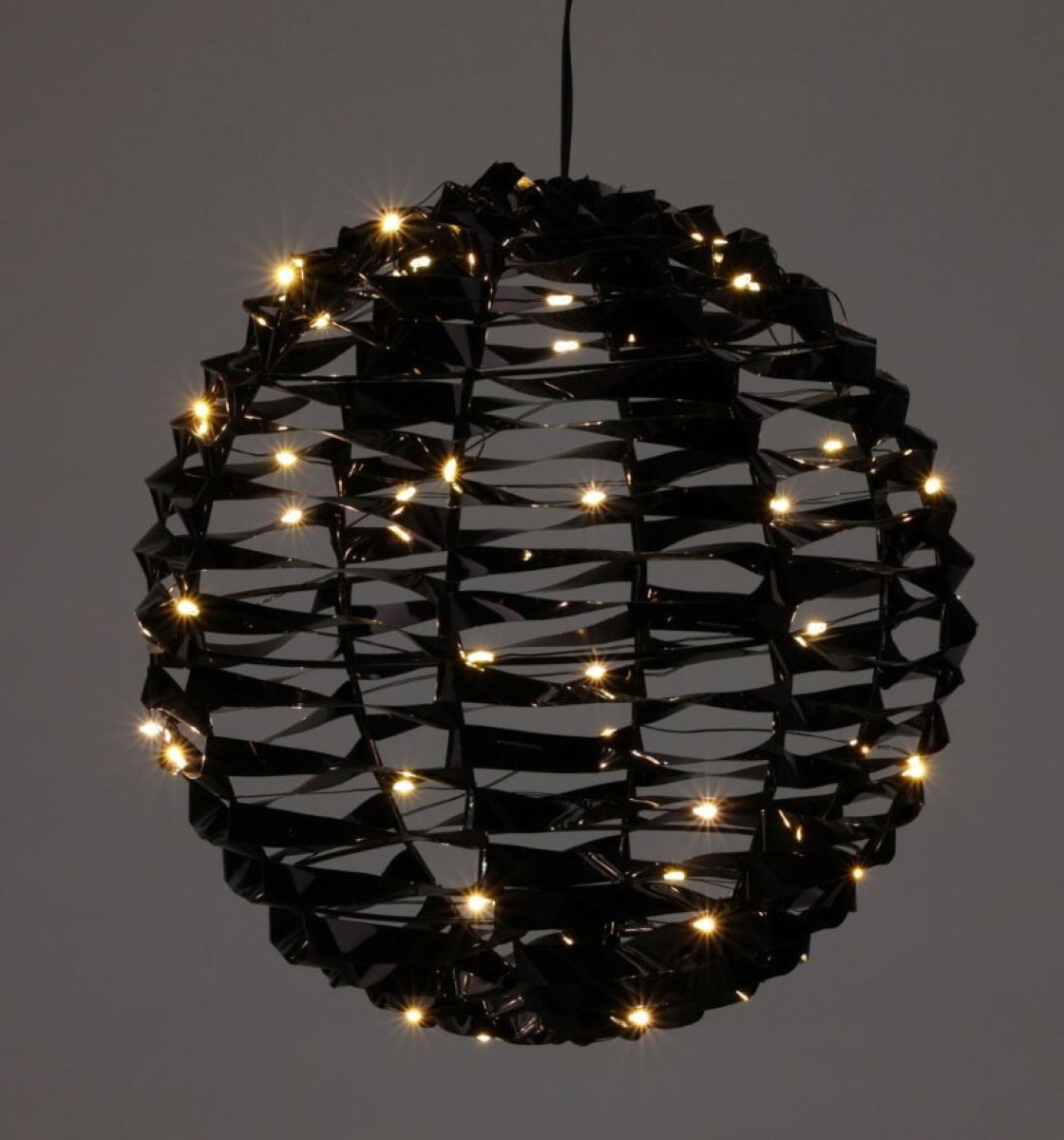 Verlichte Bal - Zwart - 25 Cm - 60 Led