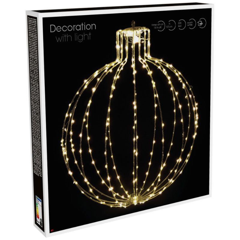 Verlichte Kerstbal - 57Cm - Zwart Frame