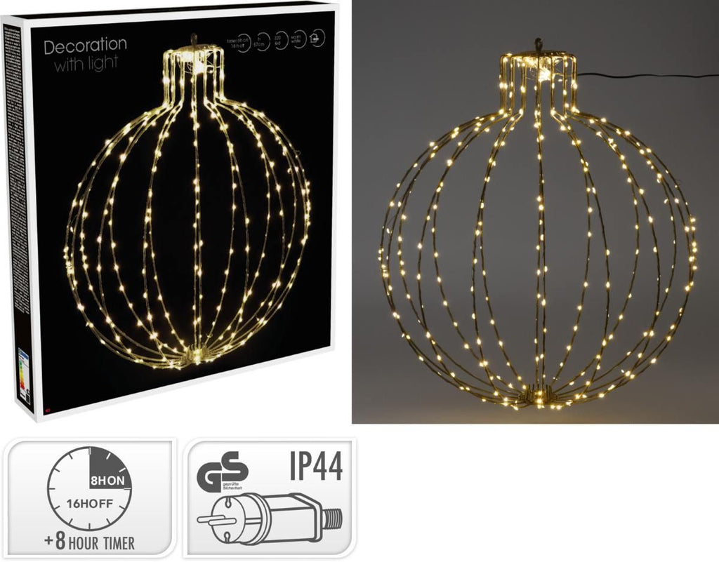 Verlichte Kerstbal - 57Cm - Zwart Frame