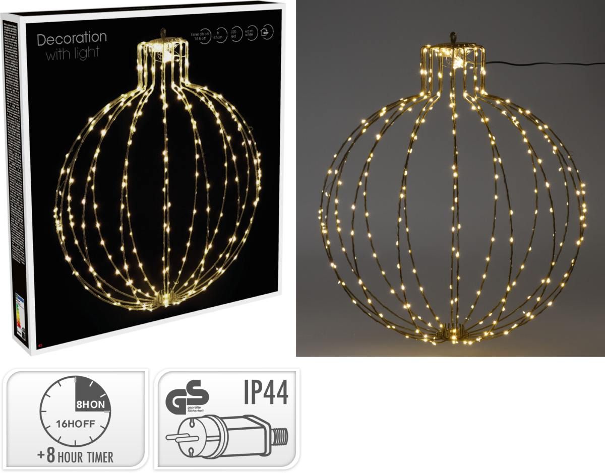 Verlichte Kerstbal - 57Cm - Zwart Frame