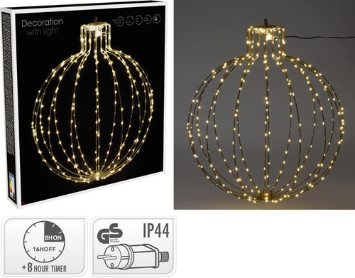 Verlichte Kerstbal - 57Cm - Zwart Frame