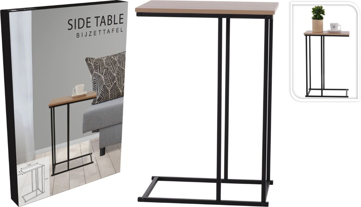Trends4You Bijzettafel - Banktafeltje - Metaal En Hout - 40X26Xh58Cm