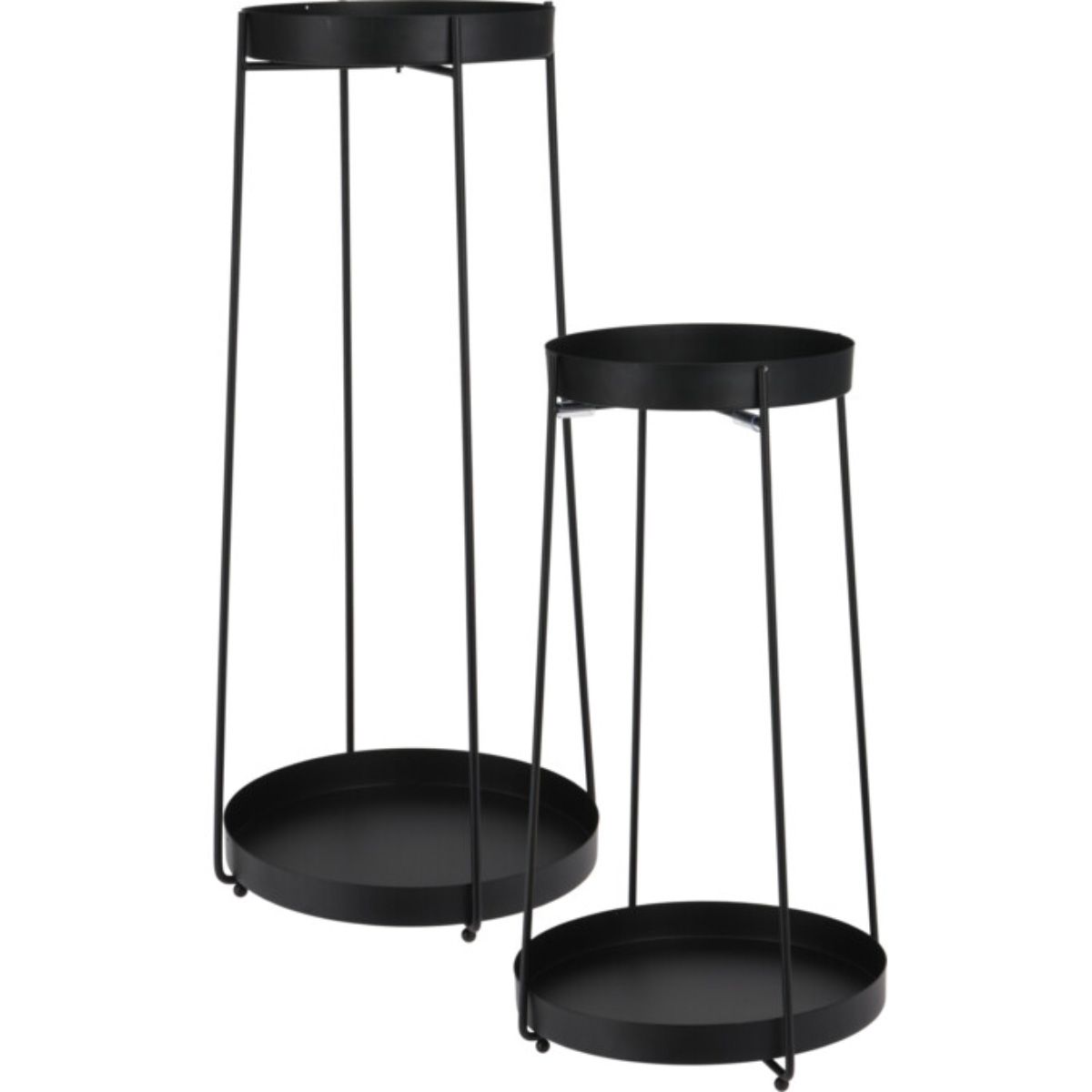 Trends4You Plantenstandaard - 46 + 58 Cm Hoogte - Zwart - Set Van 2