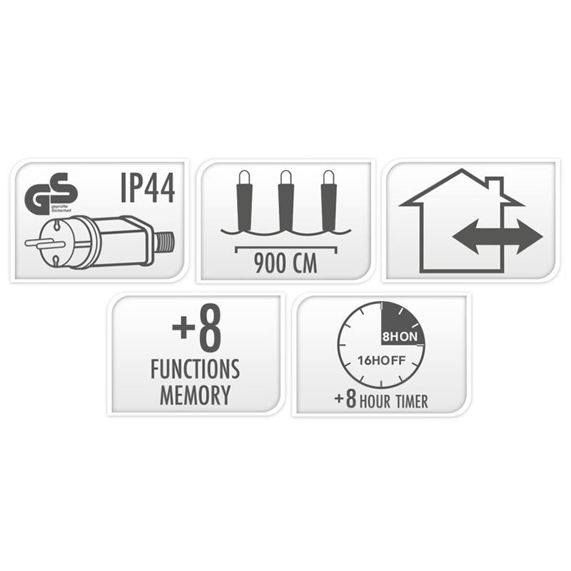 Maxi Cluster Kerstverlichting - 600 Led - 9M - Warm Wit - Timer - Lichtfuncties - Geheugen - Buiten