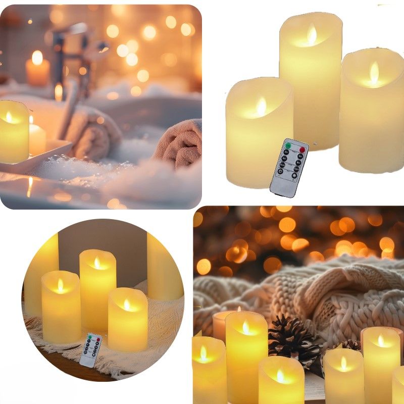 Led Kaarsen Met Bewegende Vlam - Batterijen Meegeleverd - Afstandsbediening - Set Van 3